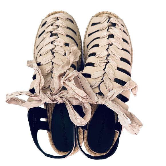 Rebecca Minkoff white leather flat espadrille sandals